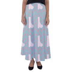 Deer Boots Blue White Flared Maxi Skirt by snowwhitegirl