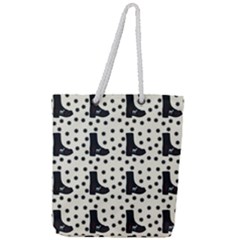 Deer Boots White Black Full Print Rope Handle Tote (large) by snowwhitegirl