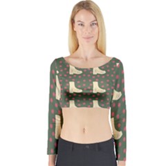 Green Boot Long Sleeve Crop Top by snowwhitegirl