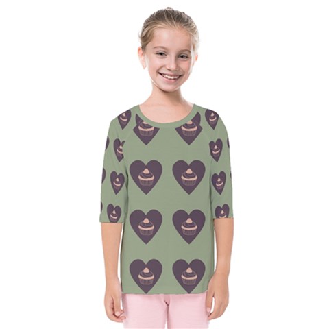 Cupcake Green Kids  Quarter Sleeve Raglan Tee by snowwhitegirl