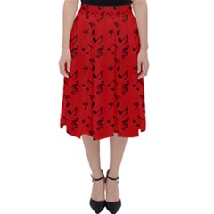 Red Music Folding Skater Skirt by snowwhitegirl