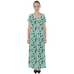 Mint Green Music High Waist Short Sleeve Maxi Dress by snowwhitegirl