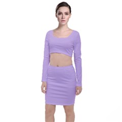 Lilac Morning Long Sleeve Crop Top & Bodycon Skirt Set by snowwhitegirl