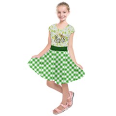 Green Yellow Irish Princess Theme Kids  Short Sleeve Dress by PattyVilleDesigns