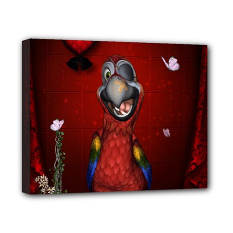 Funny, Cute Parrot With Butterflies Canvas 10  X 8  by FantasyWorld7