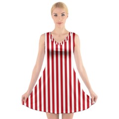 Red Stripes V-neck Sleeveless Skater Dress by jumpercat