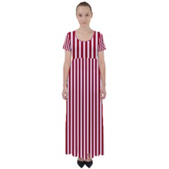 Red Stripes High Waist Short Sleeve Maxi Dress by jumpercat