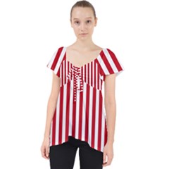 Red Stripes Lace Front Dolly Top by jumpercat