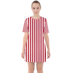 Red Stripes Sixties Short Sleeve Mini Dress by jumpercat