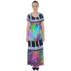 Piano Keys Music Colorful 3d High Waist Short Sleeve Maxi Dress by Nexatart