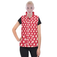 Daisy Dots Red Women s Button Up Puffer Vest by snowwhitegirl