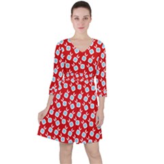 Square Flowers Red Ruffle Dress by snowwhitegirl