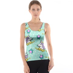 Magical Happy Unicorn And Stars Tank Top by Bigfootshirtshop