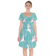 Magical Flying Unicorn Pattern Short Sleeve Bardot Dress by Bigfootshirtshop