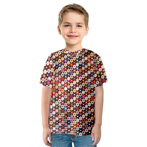 Mosaic Pattern Quilt Pattern Kids  Sport Mesh Tee by paulaoliveiradesign