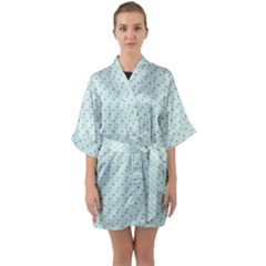 Pink Flowers Blue Quarter Sleeve Kimono Robe by snowwhitegirl