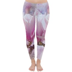 Flowers Magnolia Art Abstract Classic Winter Leggings by Nexatart