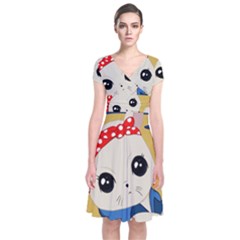 Feminist Cat Short Sleeve Front Wrap Dress by Valentinaart