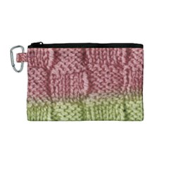 Knitted Wool Square Pink Green Canvas Cosmetic Bag (medium) by snowwhitegirl