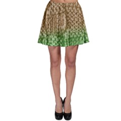 Knitted Wool Square Beige Green Skater Skirt by snowwhitegirl