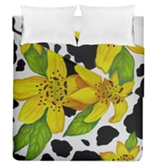 Floral Cow Print Duvet Cover Double Side (queen Size) by dawnsiegler