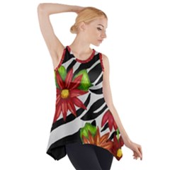 Floral Zebra Print Side Drop Tank Tunic by dawnsiegler