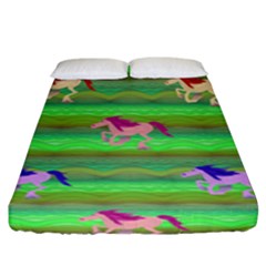 Rainbow Ponies Fitted Sheet (king Size) by CosmicEsoteric