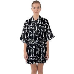 Yoga Pattern Quarter Sleeve Kimono Robe by Valentinaart