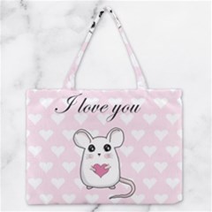 Cute Mouse - Valentines Day Zipper Medium Tote Bag by Valentinaart