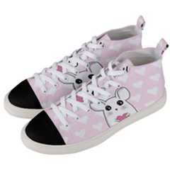 Cute Mouse - Valentines Day Men s Mid-top Canvas Sneakers by Valentinaart