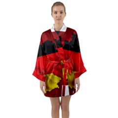 Germany Map Flag Country Red Flag Long Sleeve Kimono Robe by Nexatart