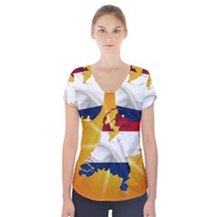 Holland Country Nation Netherlands Flag Short Sleeve Front Detail Top by Nexatart