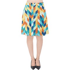 Geometric Retro Wallpaper Velvet High Waist Skirt by Nexatart