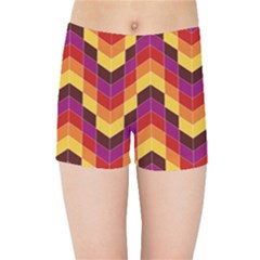 Geometric Pattern Triangle Kids Sports Shorts by Nexatart