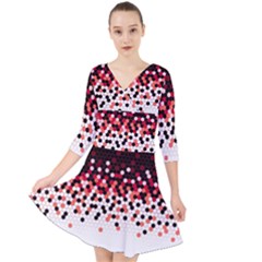 Flat Tech Camouflage Reverse Red Quarter Sleeve Front Wrap Dress	 by jumpercat