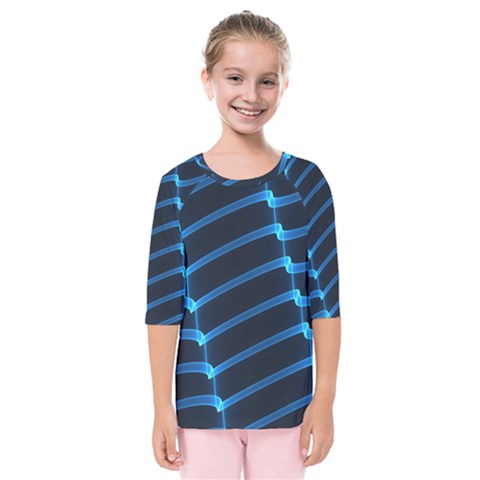 Background Neon Light Glow Blue Kids  Quarter Sleeve Raglan Tee by Nexatart