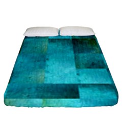 Background Squares Blue Green Fitted Sheet (king Size) by Nexatart