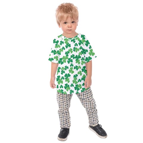 St  Patricks Day Clover Pattern Kids Raglan Tee by Valentinaart