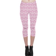 Damask Pink Capri Leggings  by snowwhitegirl