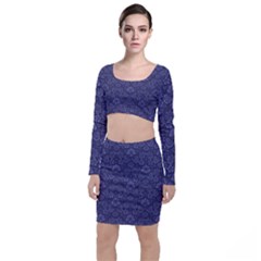 Damask Purple Long Sleeve Crop Top & Bodycon Skirt Set by snowwhitegirl