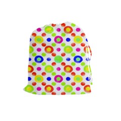 Multicolored Circles Motif Pattern Drawstring Pouches (large)  by dflcprints