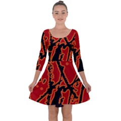 Vivid Abstract Grunge Texture Quarter Sleeve Skater Dress by dflcprints