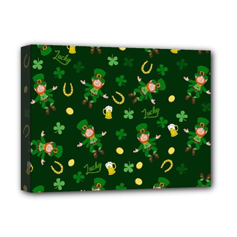 St Patricks Day Pattern Deluxe Canvas 16  X 12   by Valentinaart