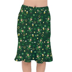 St Patricks Day Pattern Mermaid Skirt by Valentinaart