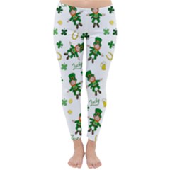 St Patricks Day Pattern Classic Winter Leggings by Valentinaart