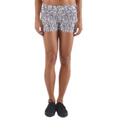 Elio s Shirt Faces In Black Outlines On White Yoga Shorts by PodArtist