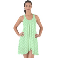    Classic Mint Green & White Herringbone Pattern Show Some Back Chiffon Dress by PodArtist