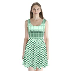 Green Shamrock Clover On White St  Patrick s Day Split Back Mini Dress  by PodArtist