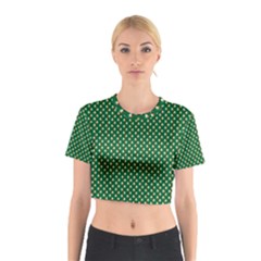 Irish Flag Green White Orange On Green St  Patrick s Day Ireland Cotton Crop Top by PodArtist