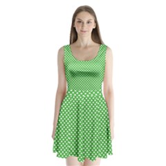 White Heart-shaped Clover On Green St  Patrick s Day Split Back Mini Dress  by PodArtist